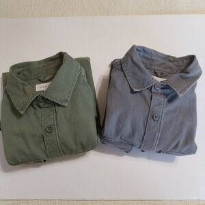 Aeropostale Set 2 Men's XS Button Up Long Sleeve Shirts Green Gray Casual Office